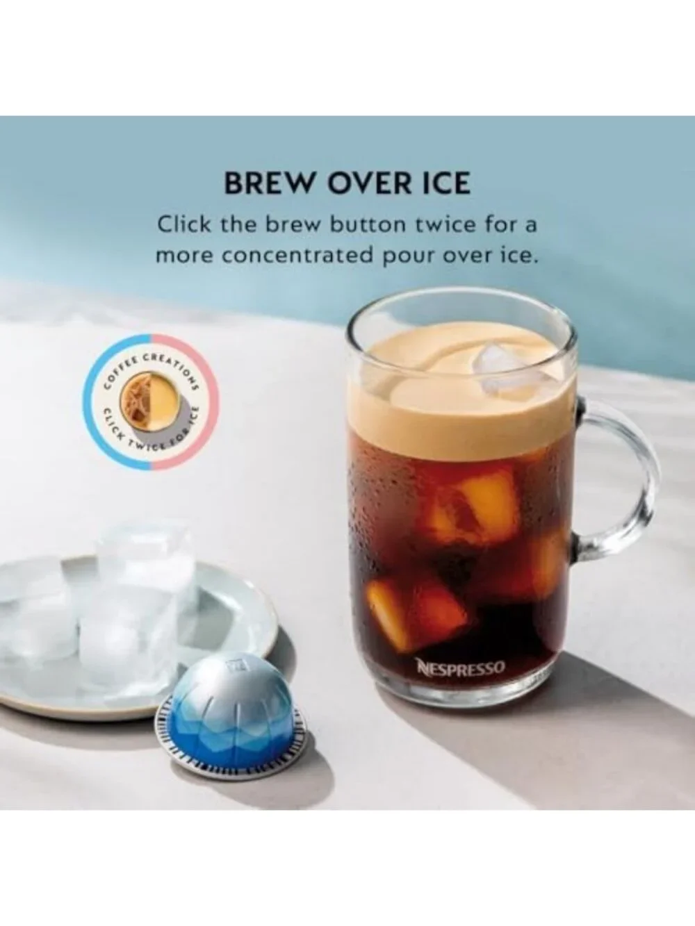 Versatile Coffee & Espresso Machine - Nespresso Vertuo Pop+, Pacific Blue